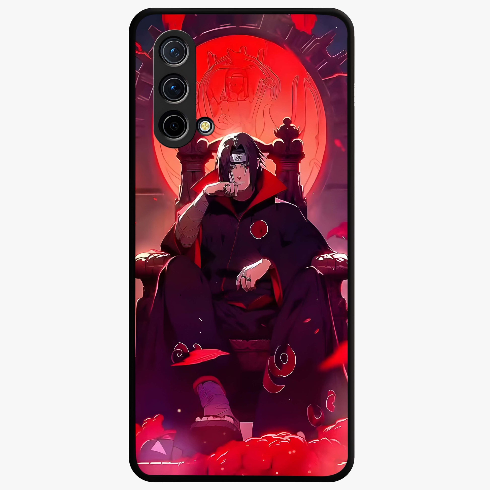 Blood Moon Sovereign Glass Case showing flat back view with mystical blood moon artwork and glossy glass finish.