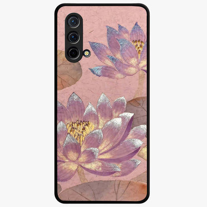 Blossom Mist Lotus Glass Case showing flat back view with serene lotus blossom artwork and glossy glass finish.