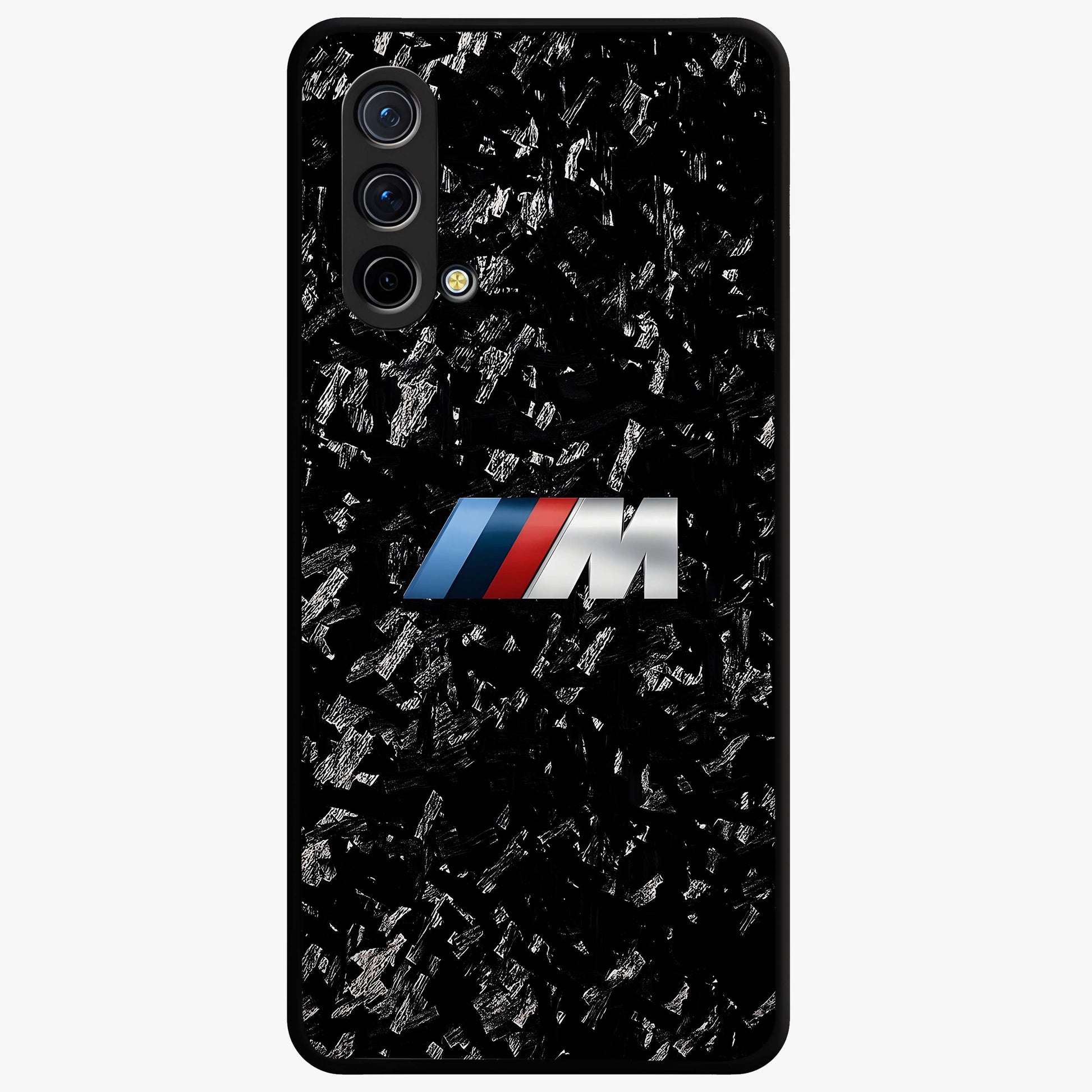 Carbon Speed Mark Glass Case showing flat back view with sporty carbon pattern artwork and glossy glass finish.
