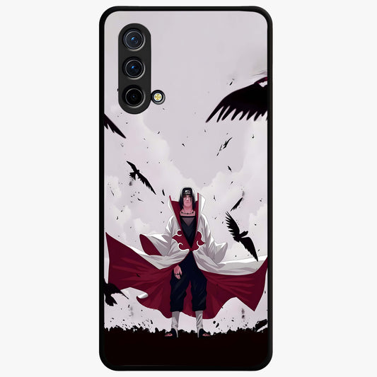 Crimson Crow Ascension Glass Case showing flat back view with mystical crow artwork and glossy glass finish.