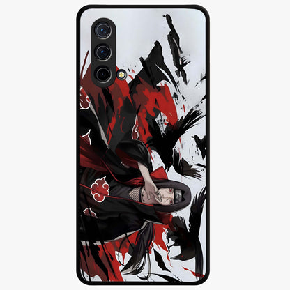 Crimson Crow Illusion Glass Case showing flat back view with artistic crow illusion artwork and glossy glass finish.