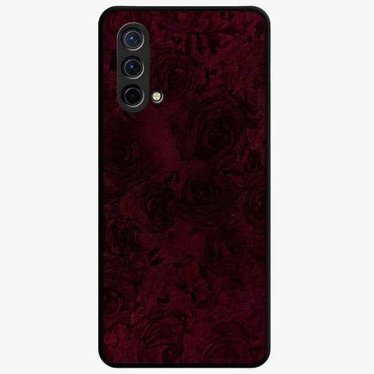 Crimson Fade Flow Glass Case showing flat back view with flowing crimson gradient artwork and glossy glass finish.