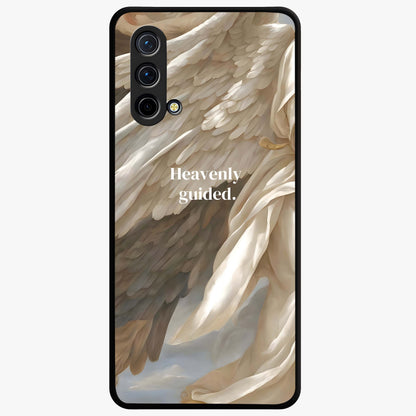 Divine Winged Grace Glass Case showing flat back view with elegant wing inspired artwork and glossy glass finish.