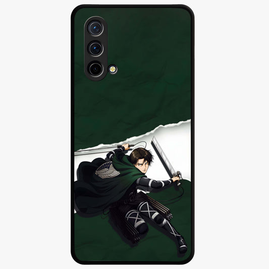 Emerald War Vanguard Glass Case showing flat back view with powerful warrior themed artwork and glossy glass finish.