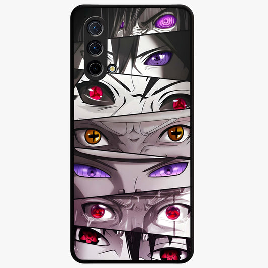 Eyes of Destiny Glass Case showing flat back view with striking eye themed artwork and glossy glass finish.