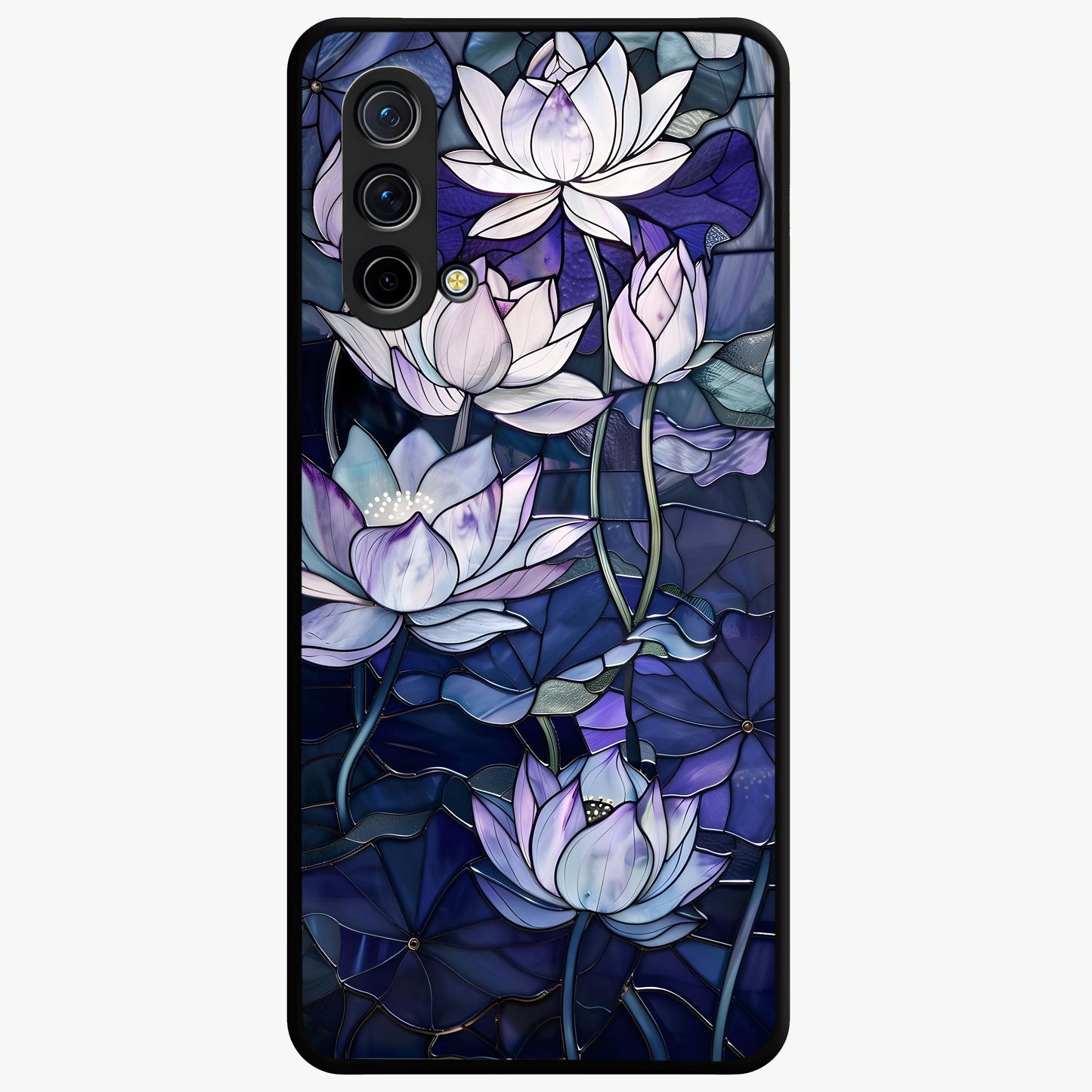 Gloss Petal Rush Glass Case showing flat back view with glossy flower petal artwork and smooth glass finish.