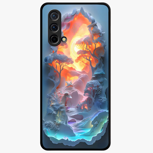 Glow Forest Portal Glass Case showing flat back view with glowing forest portal artwork and glossy glass finish.