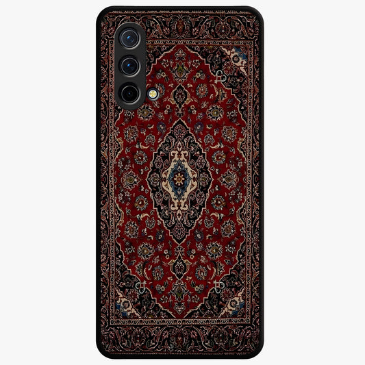 Heritage Carpet Royale Glass Case showing flat back view with ornate Persian carpet inspired pattern and glossy glass finish.