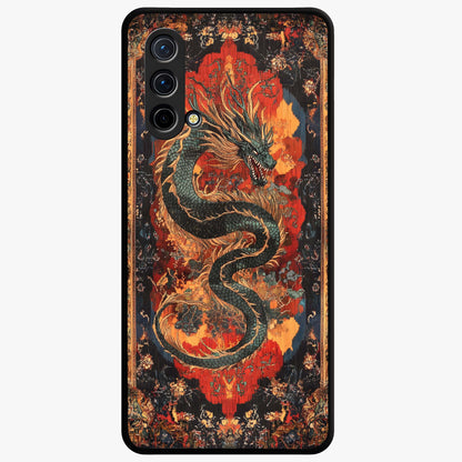 Inferno Dragon Soul Glass Case showing flat back view with fiery dragon artwork and glossy glass finish.