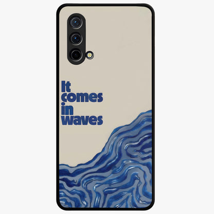 It Comes In Waves Quote Glass Case showing flat back view with inspirational wave themed quote artwork and glossy glass finish.