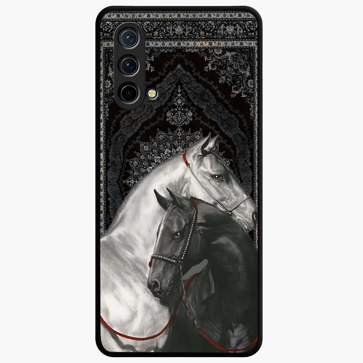 Majestic Ride Legacy Glass Case showing flat back view with powerful automotive inspired artwork and glossy glass finish.