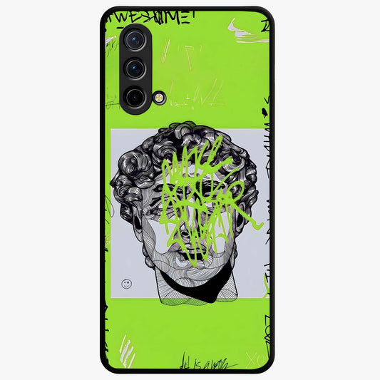 Neo Graffiti Rebellion Glass Case showing flat back view with vibrant graffiti artwork and glossy glass finish.