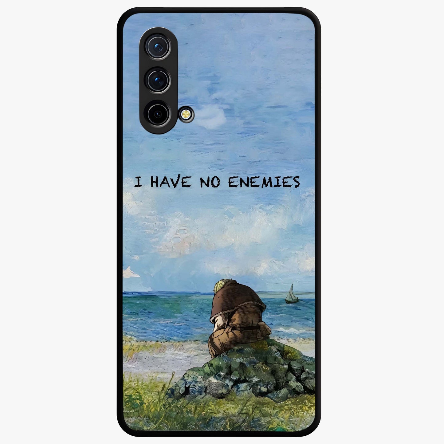 Peace Beyond War Glass Case showing flat back view with symbolic peace themed artwork and glossy glass finish.