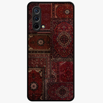 Persian Velvet Tale Glass Case showing flat back view with luxurious Persian velvet pattern artwork and glossy glass finish.