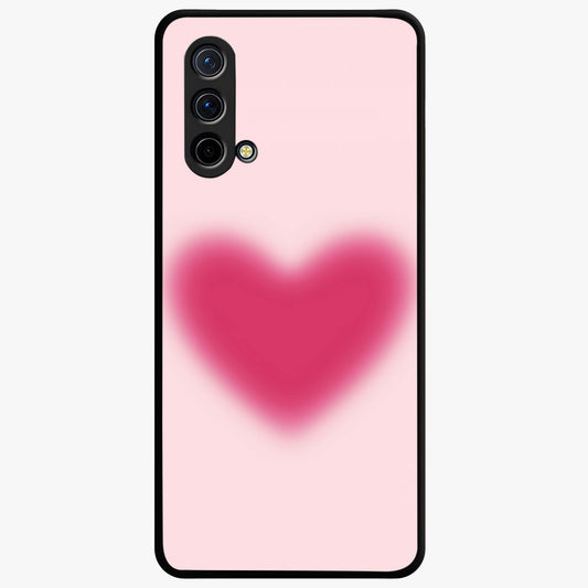 Pink Aura Heart Glass Case showing flat back view with glowing heart artwork and glossy glass finish.