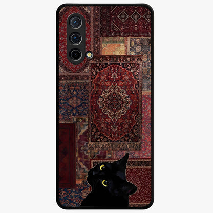 Regal Magic Cat Apple Glass Case showing flat back view with magical cat artwork holding apple and glossy glass finish.
