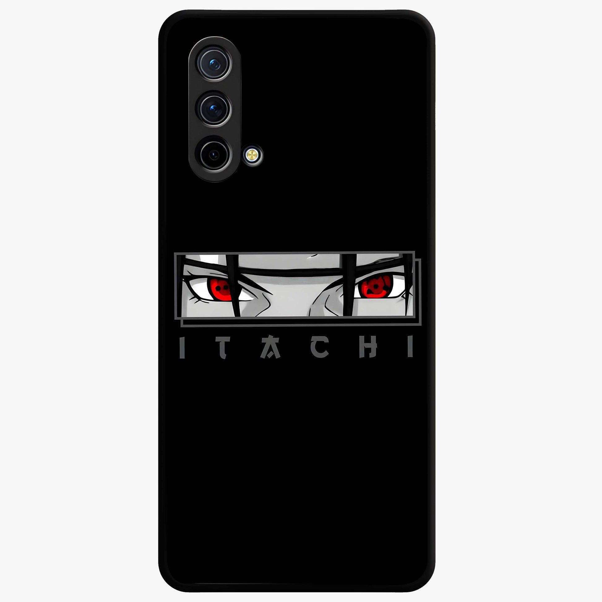 Scarlet Gaze Dominance Glass Case showing flat back view with striking red themed artwork and glossy glass finish.