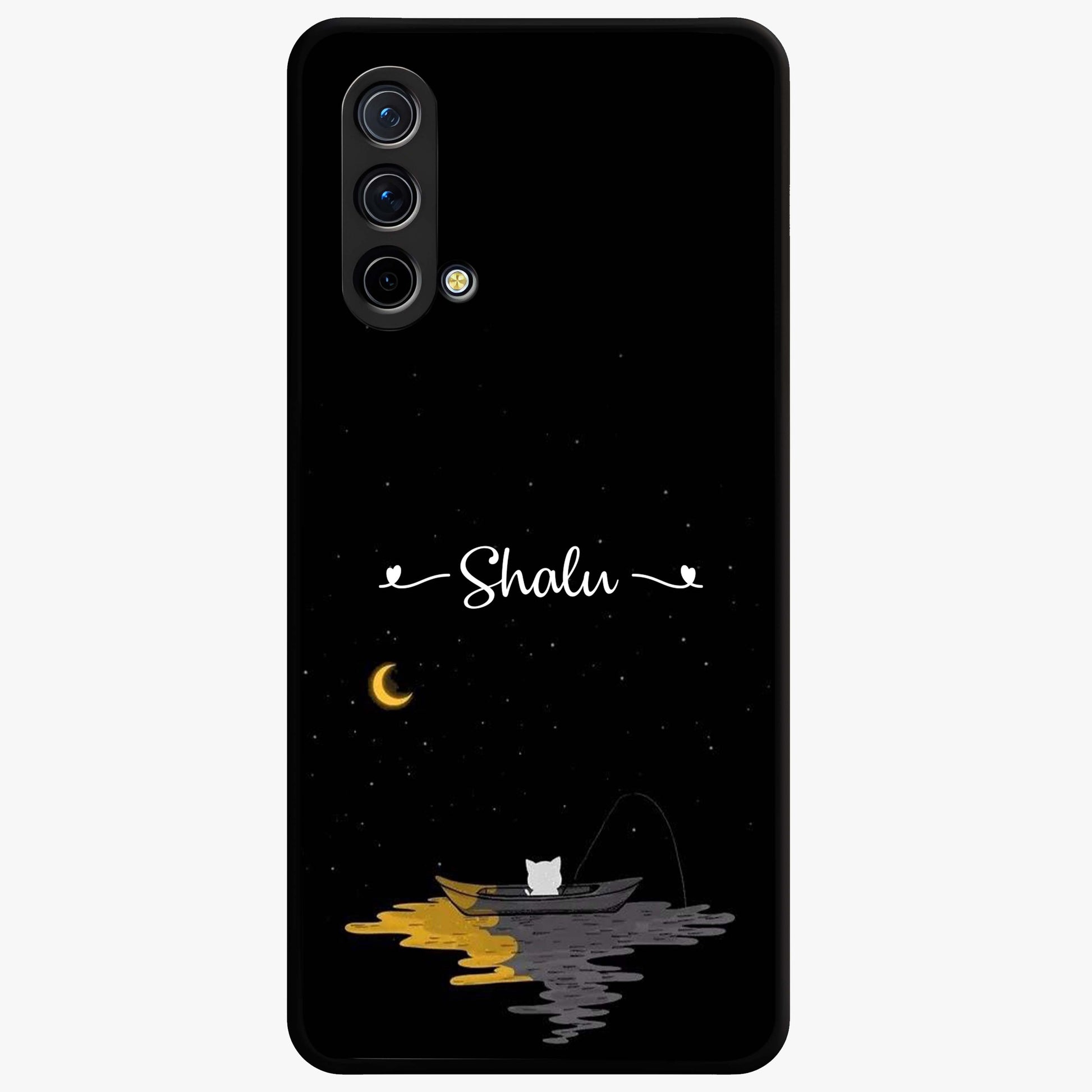 Silent Night Row Glass Case showing flat back view with calm night themed artwork and glossy glass finish.