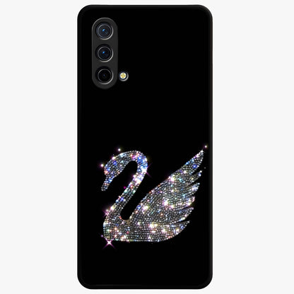Starlit Swan Grace Glass Case showing flat back view with graceful swan artwork under starry sky and glossy glass finish.