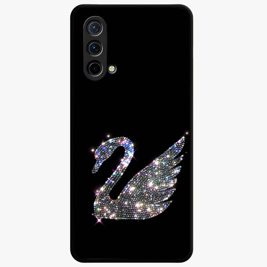 Starlit Swan Grace Glass Case showing flat back view with graceful swan artwork under starry sky and glossy glass finish.