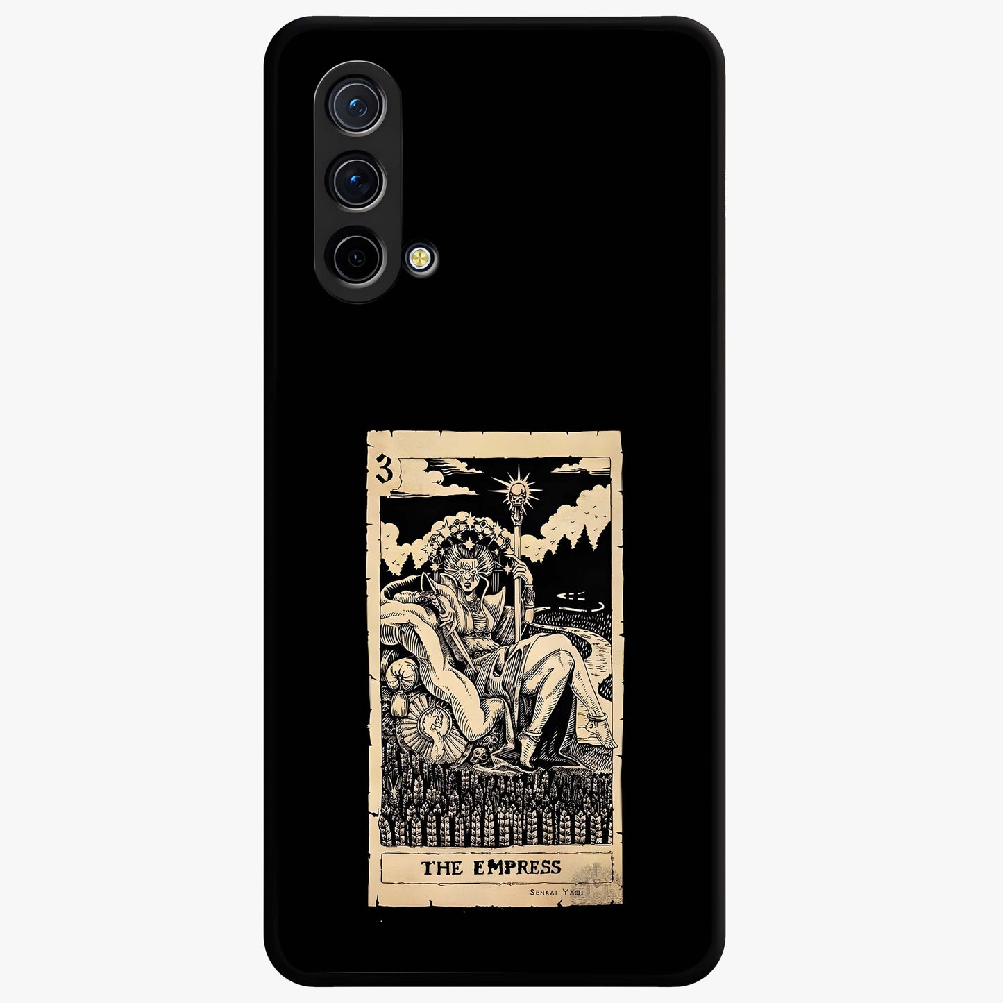 The Empress Glass Case showing flat back view with regal feminine artwork and glossy glass finish.