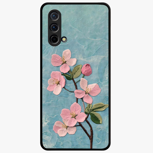 Threaded Blossom Breeze Glass Case showing flat back view with delicate blossom artwork and glossy glass finish.
