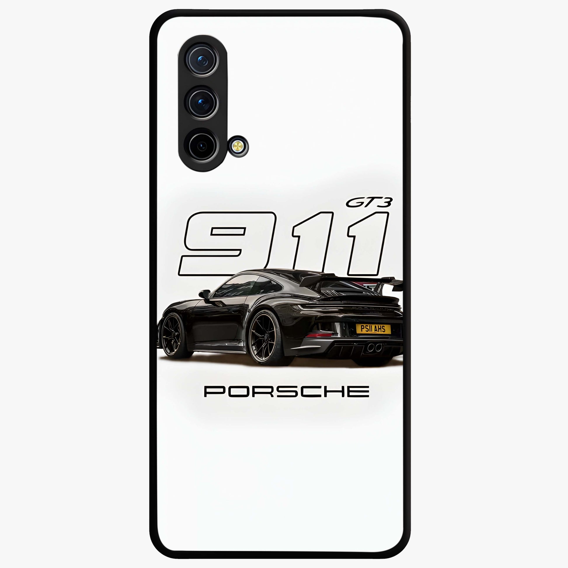 Turbo Legacy Icon Glass Case showing flat back view with iconic sports car inspired artwork and glossy glass finish.