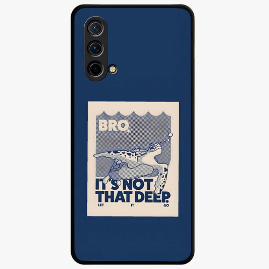 Worry Less Swim Glass Case showing flat back view with playful motivational artwork and glossy glass finish.
