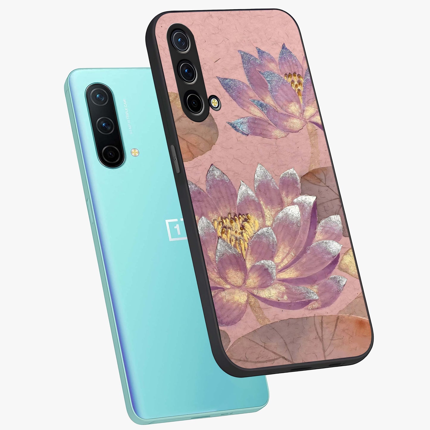 Blossoms of Rajasthan Glass Case displayed in angled mockup highlighting vibrant floral pattern with cultural aesthetic style.