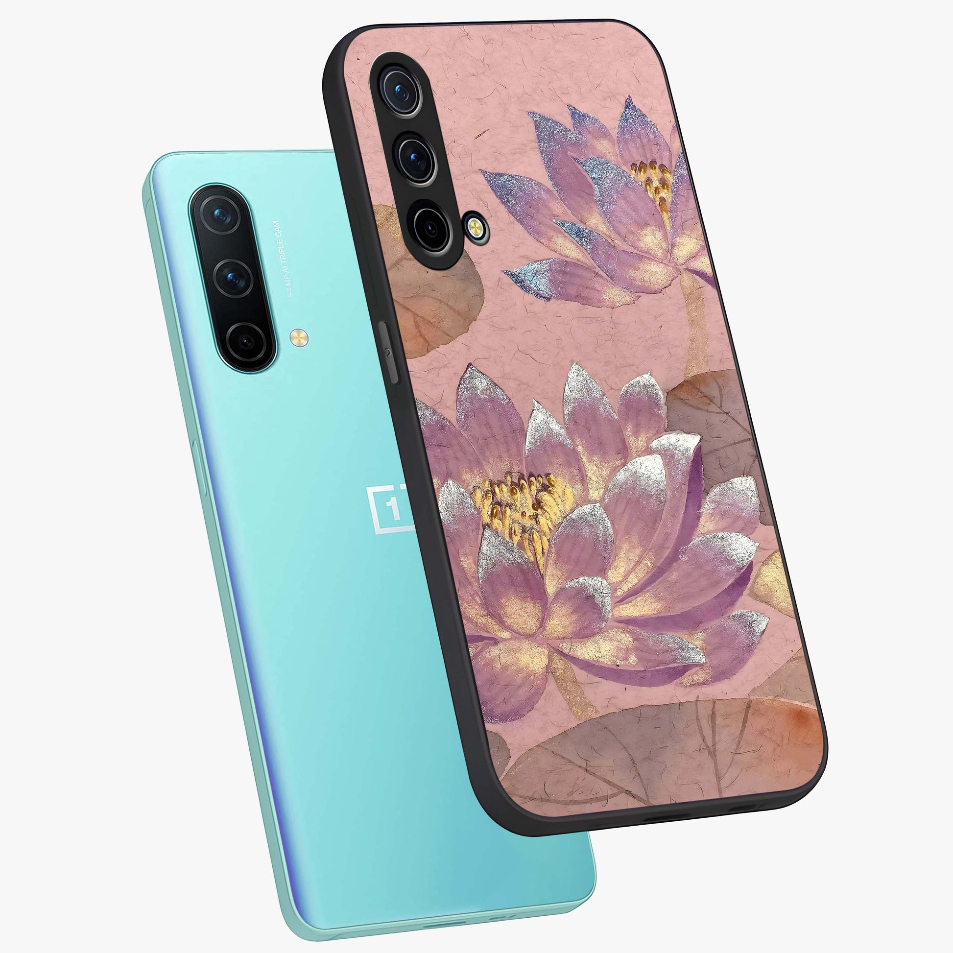 Blossoms of Rajasthan Glass Case displayed in angled mockup highlighting vibrant floral pattern with cultural aesthetic style.