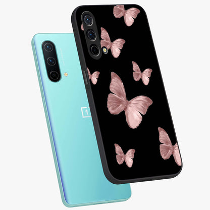 Butterfly Pattern Glass Case displayed in angled mockup highlighting delicate butterfly design and aesthetic pattern style.