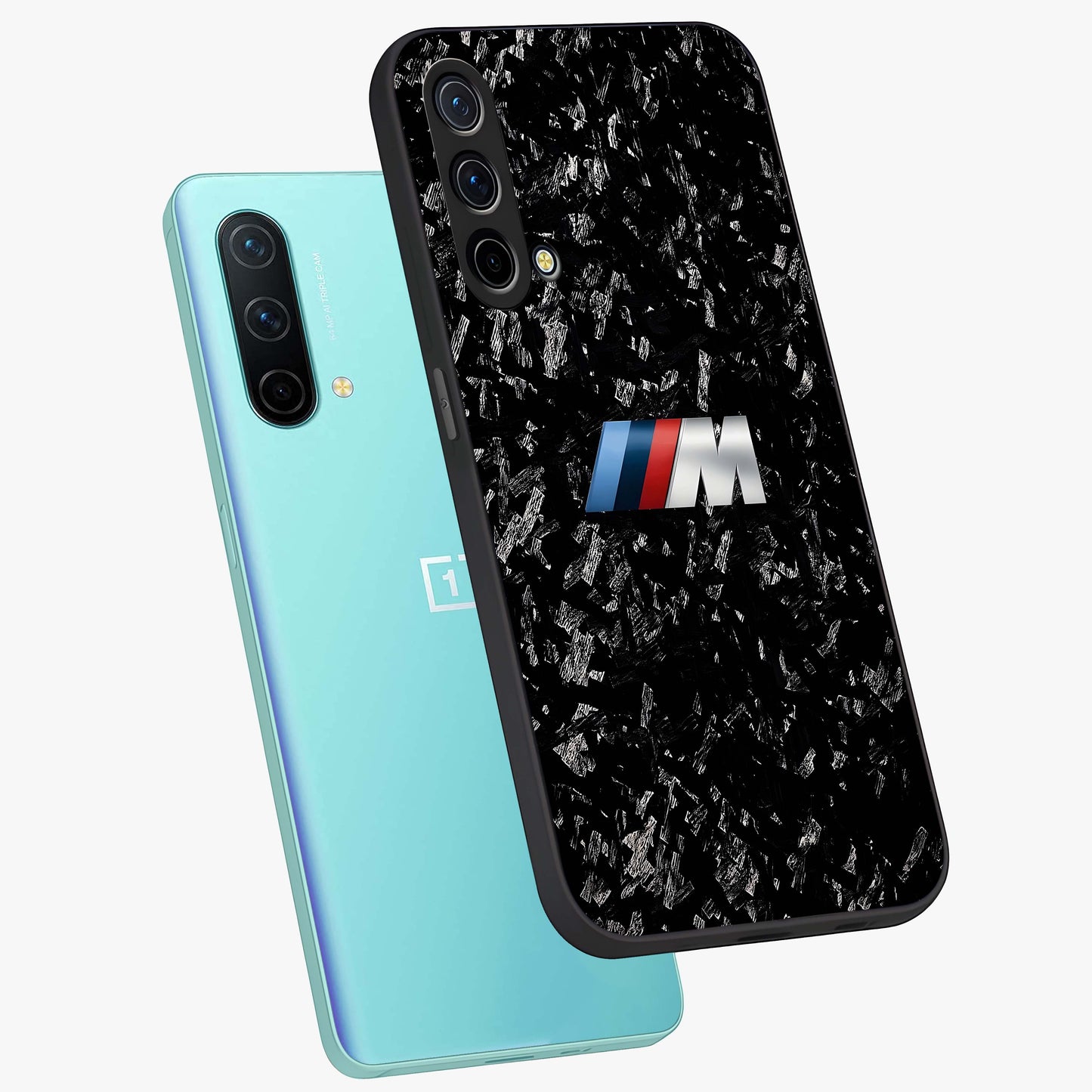 Carbon Speed Mark Glass Case displayed in angled mockup highlighting racing inspired carbon design and sleek aesthetic style.