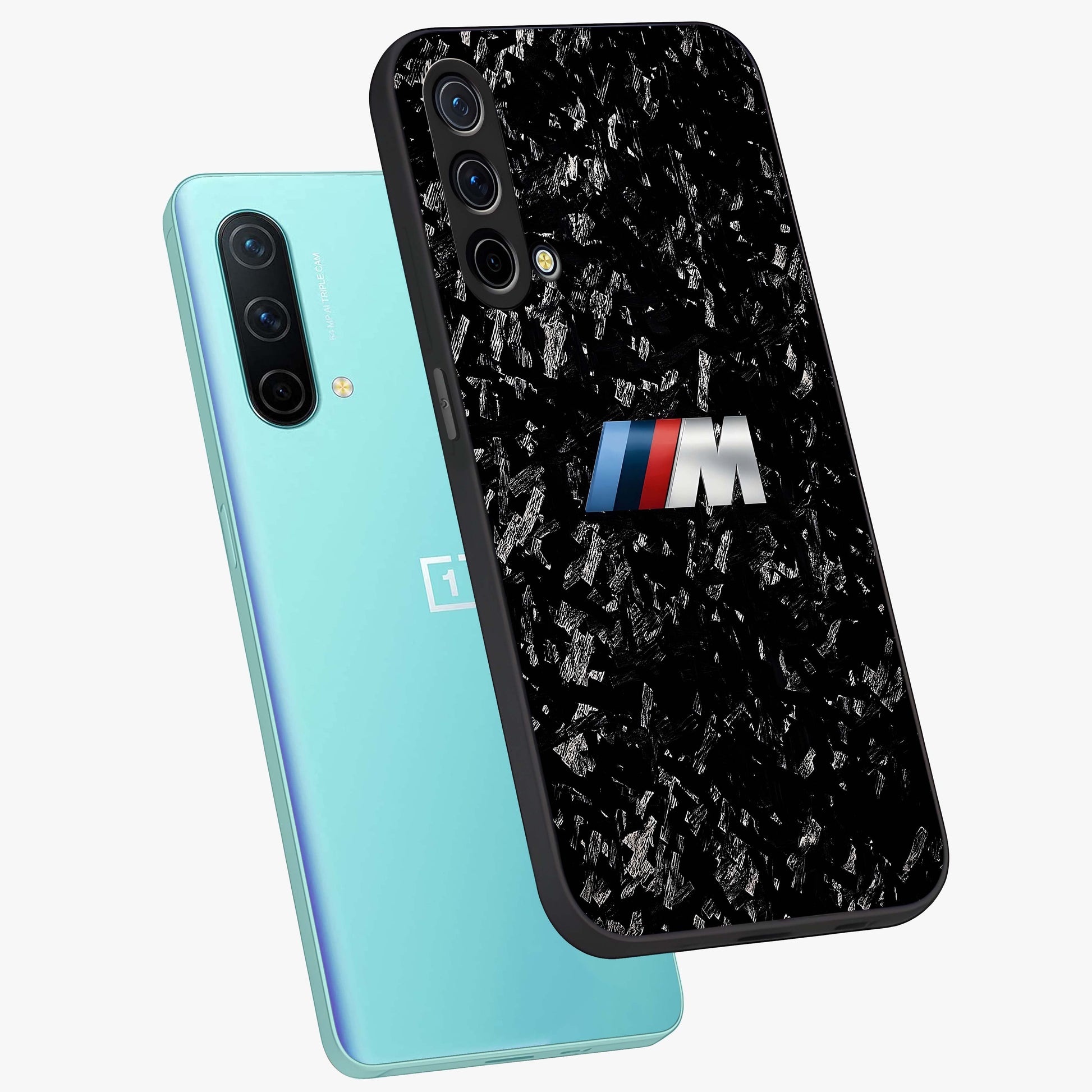 Carbon Speed Mark Glass Case displayed in angled mockup highlighting racing inspired carbon design and sleek aesthetic style.