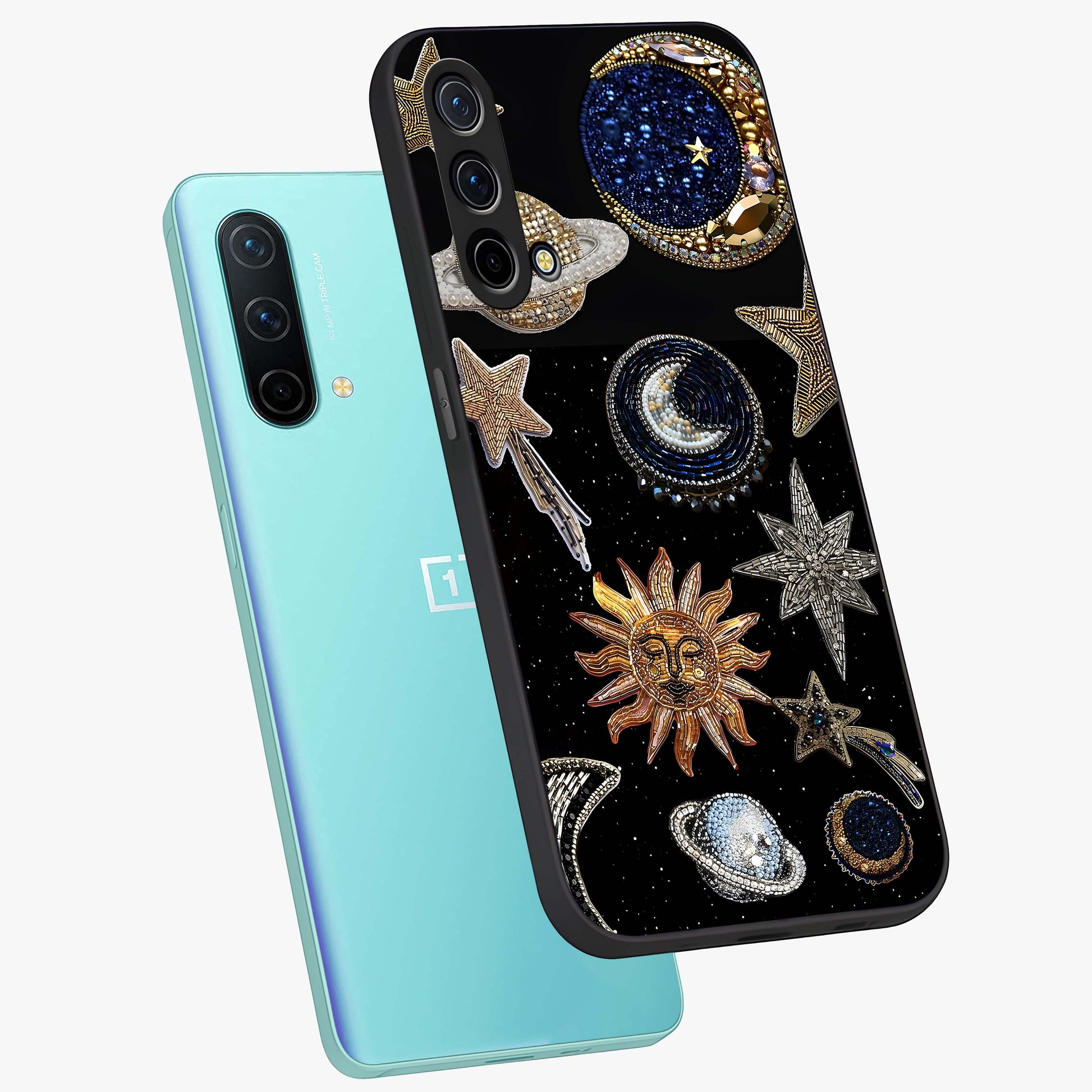 Celestial Gem Constellations Glass Case displayed in angled mockup highlighting gemstone inspired constellation design.