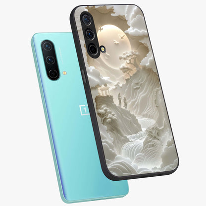 Celestial Origami Glass Case displayed in angled mockup highlighting geometric origami design with cosmic aesthetic theme.