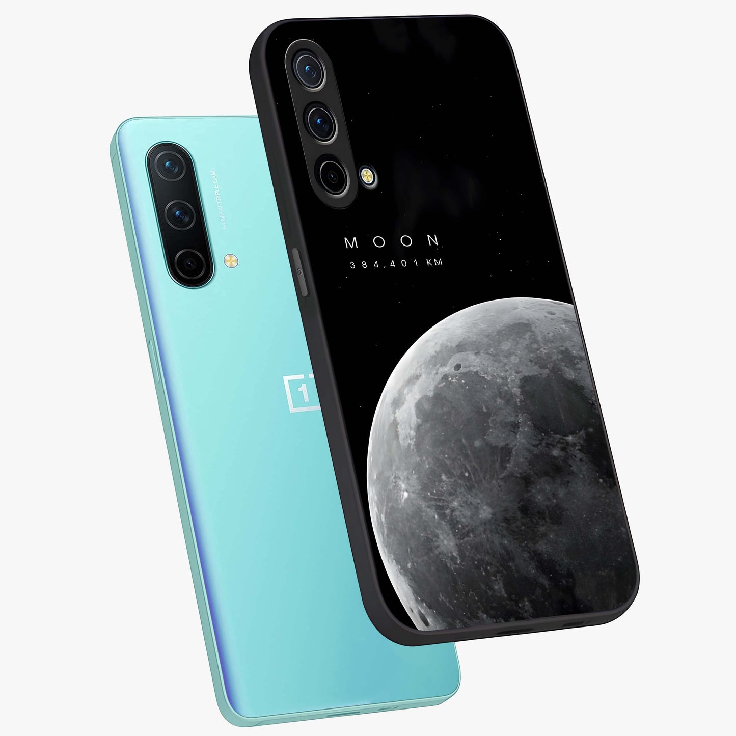 Cosmic Moon Glow Glass Case displayed in angled mockup highlighting celestial moon design with cosmic aesthetic theme.
