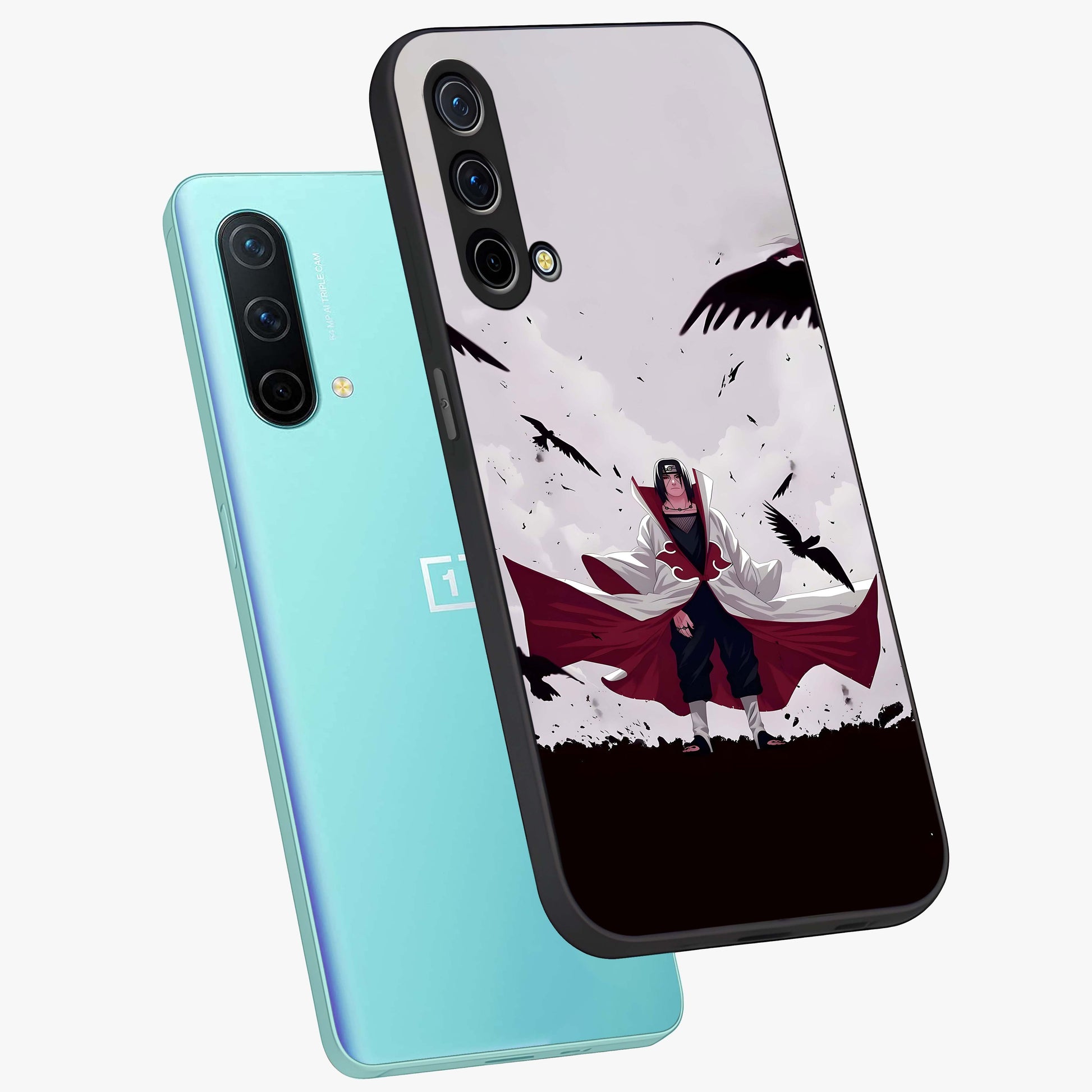 Crimson Crow Ascension Glass Case displayed in angled mockup highlighting powerful crow illustration with dark crimson aesthetic.