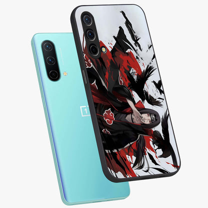 Crimson Crow Illusion Glass Case displayed in angled mockup highlighting mysterious crow graphic with dark aesthetic style.