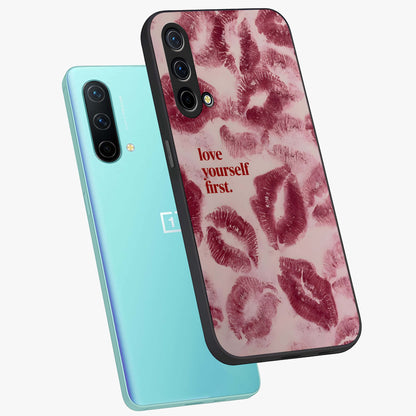 Crimson Kiss Love Glass Case displayed in angled mockup highlighting bold love inspired design with modern aesthetic style.