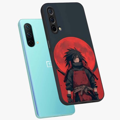 Crimson Moon Warlord Glass Case displayed in angled mockup highlighting dramatic crimson moon design with fantasy aesthetic.