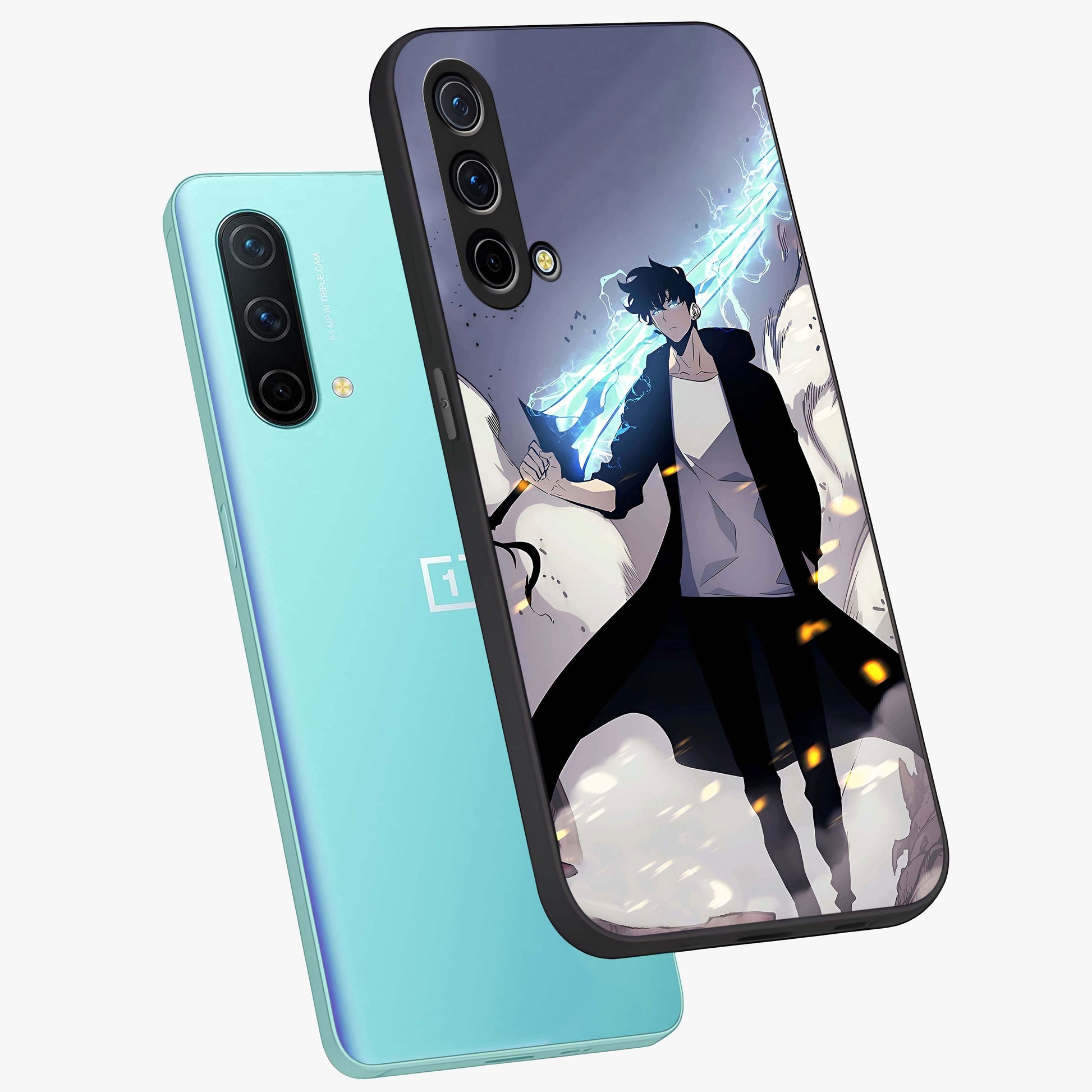 Dark Lightning Anime Warrior Glass Case displayed in angled mockup highlighting powerful lightning themed anime illustration.