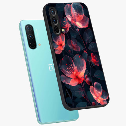 Dark Shade of Flower Glass Case displayed in angled mockup highlighting moody floral illustration with aesthetic dark tones.