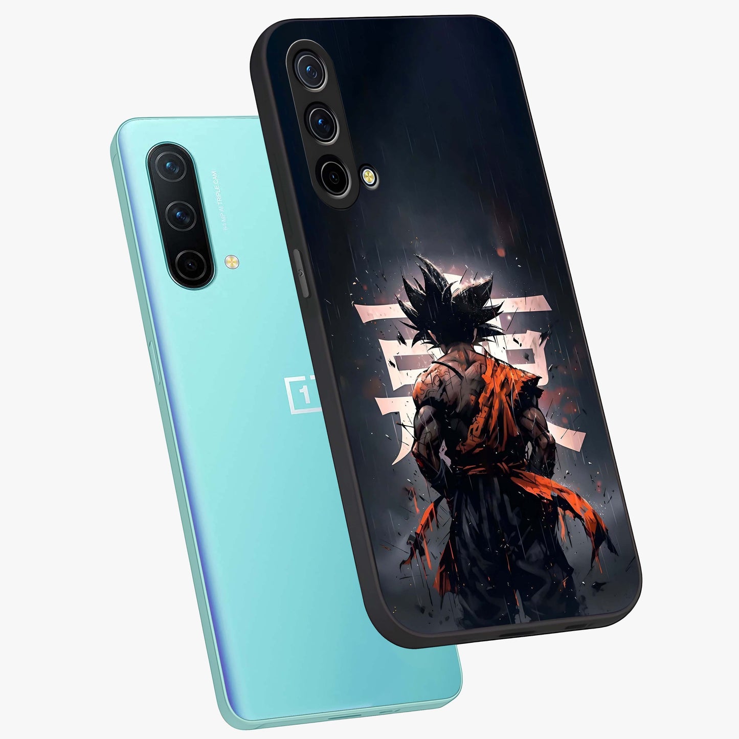Dark Warrior In Rain Glass Case displayed in angled mockup highlighting dramatic warrior illustration with dark rain aesthetic.