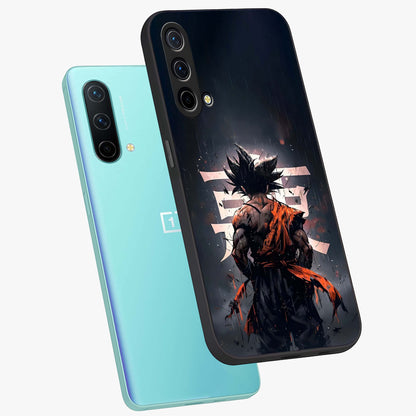 Dark Warrior In Rain Glass Case displayed in angled mockup highlighting dramatic warrior illustration with dark rain aesthetic.