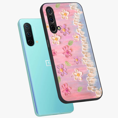 Dreamy Painted Garden Glass Case displayed in angled mockup highlighting colorful garden illustration with dreamy aesthetic style.
