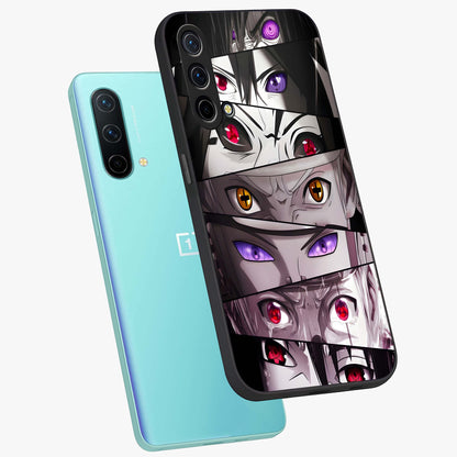 Eyes of Destiny Glass Case displayed in angled mockup highlighting bold eye illustration with mystical aesthetic style.