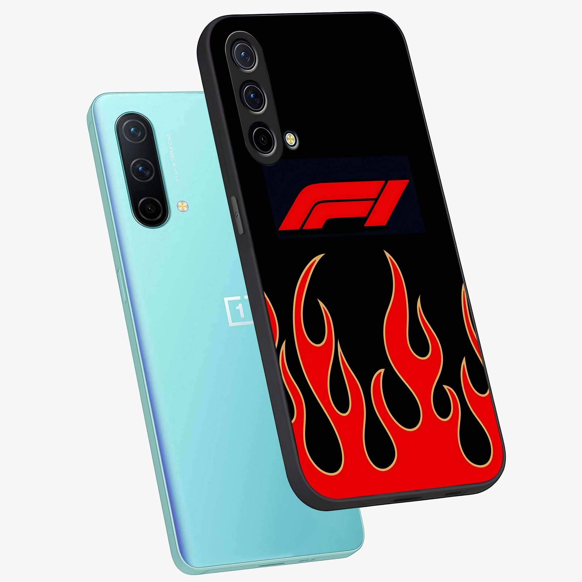 Fire F11 Glass Case displayed in angled mockup highlighting bold fire inspired graphic with energetic aesthetic style.