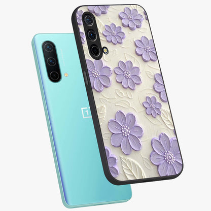 Floral Wall Art With Purple Flowers Glass Case displayed in angled mockup highlighting vibrant purple floral illustration with artistic aesthetic.