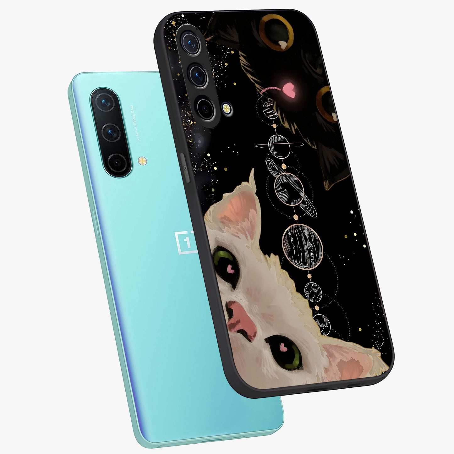 Galactic Cat Glass Case displayed in angled mockup highlighting celestial feline illustration with galaxy aesthetic style.