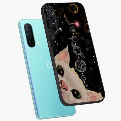 Galactic Cat Glass Case displayed in angled mockup highlighting celestial feline illustration with galaxy aesthetic style.